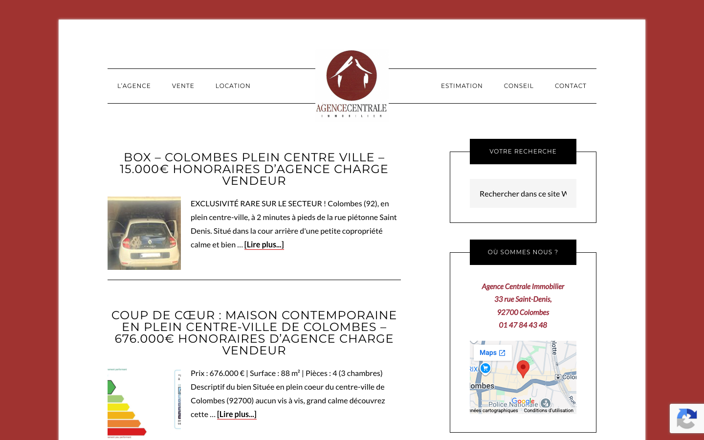 Site actuel de Agence Centrale Immobilier