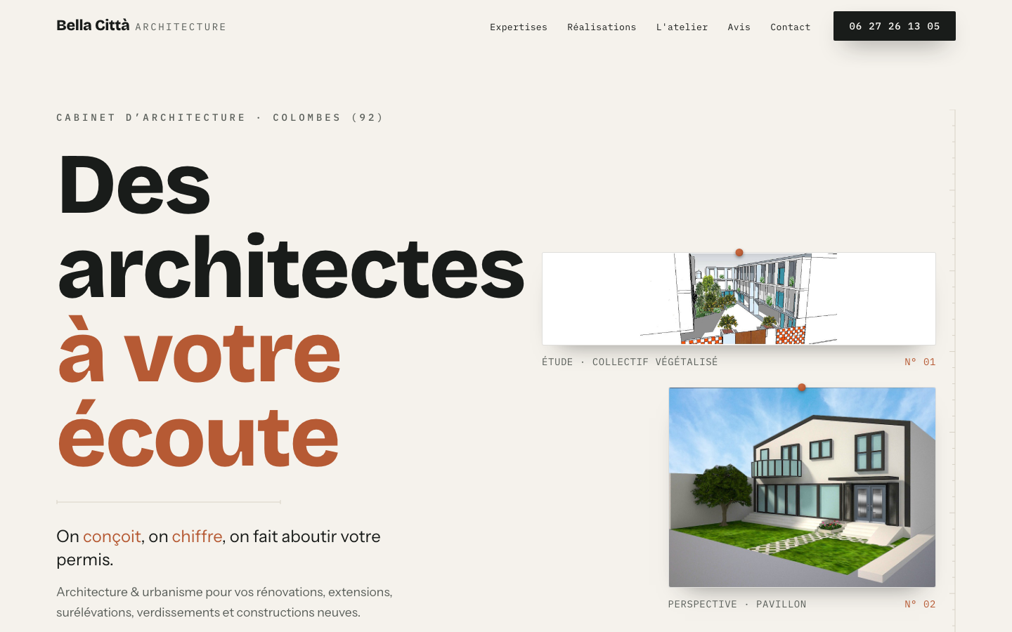 Refonte de Bella Città Architecture par Nexsua