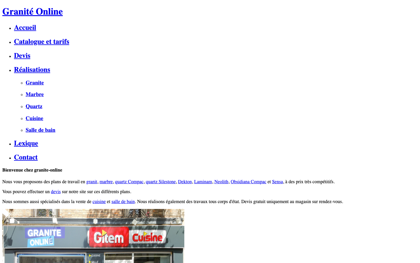 Site actuel de Granite Online