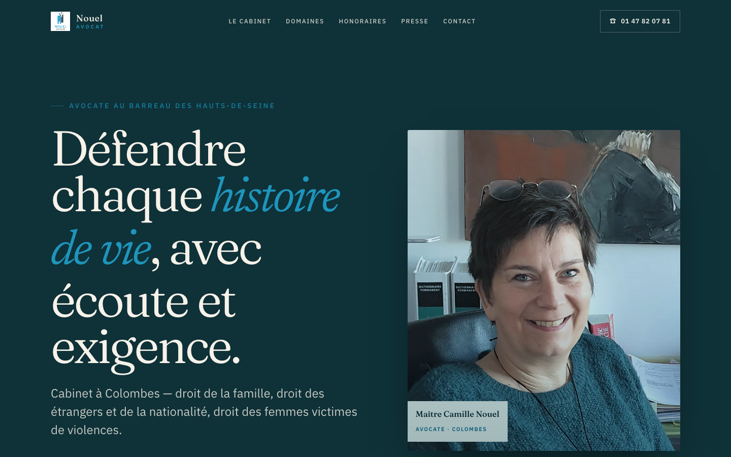 Refonte de Camille Nouel Avocat par Nexsua